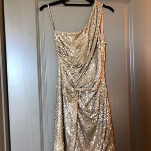 One shoulder sparkly dress
